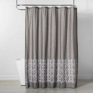 Threshold Embroidered Chambray Shower Curtain